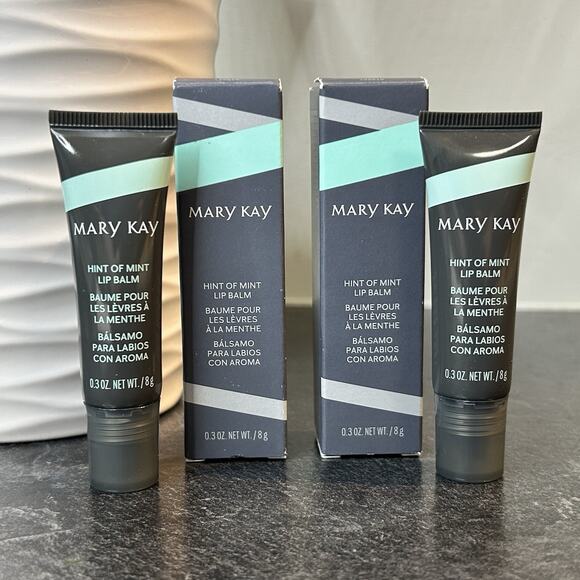 2- Mary Kay Hint of Mint Lip Balm # 199615 New In‎ Box 8 g Each - Picture 1 of 6